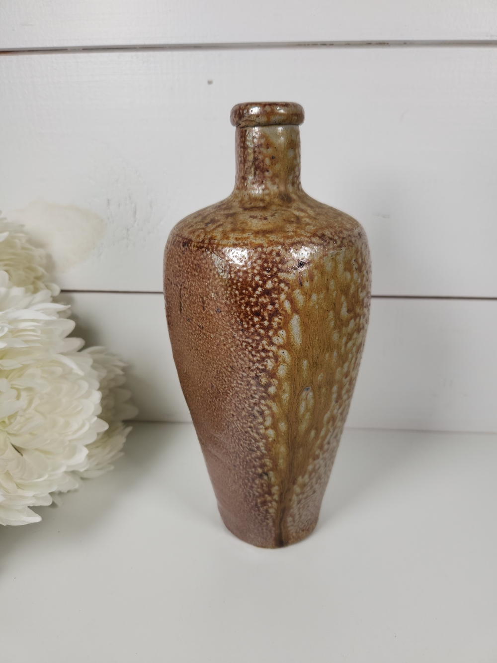 Vintage Campos Filhos Averio Portugal Pottery Vase 9.5" | Stoneware Bottle